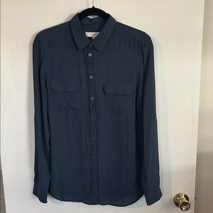 LOFT Women’s Navy Casual Button-Down Shirt